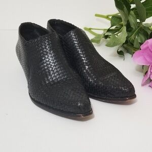 Cole Haan Women's Black Woven Leather Booties